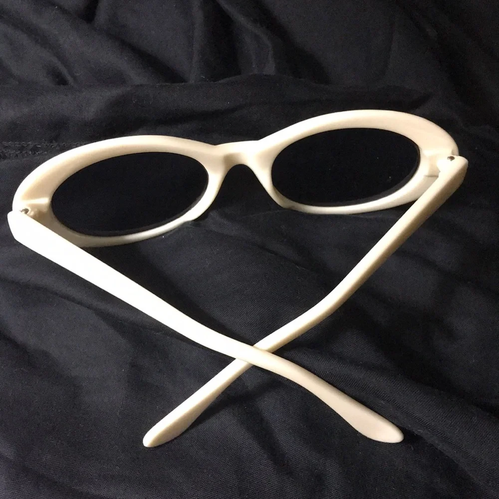 sunglasses white plastic frame w/medium grey lenses BARBIE -style frames Vintage